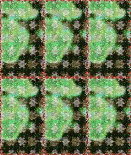 Yeşil ve gri renkli çiçekler. Raster illüstrasyonu. Tropik, dikişsiz çiçek deseni..