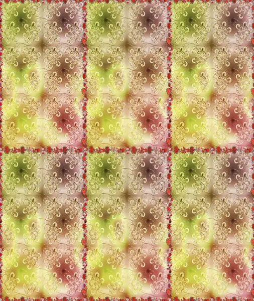 Sevimli çiçek raster deseni. Çiçekler bej ve nötr renklerde. Renkli Yaz Temalı Kusursuz Arkaplan. Düz Çiçek Elementleri Tasarımı.