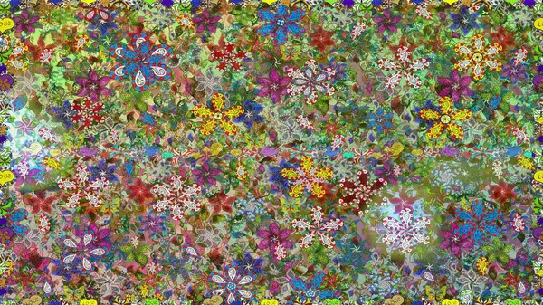 Raster Güzel kumaş deseni. Raster suluboya çiçek deseni, narin çiçekler, yeşil ve nötr çiçekler, tebrik kartı şablonu.