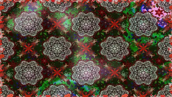 Gri ve kahverengi renkli yaz çiçekleri. Çiçekli karalama şeklinde Raster çiçek deseni. Raster illüstrasyonu.