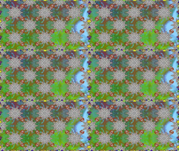 Moda baskıları için zarif bir şablon. Küçük renkli çiçekler. Küçük çiçekte güzel bir desen. Kusursuz. Motley illüstrasyonu. Çiçekli bahar çiçekleri.