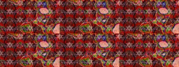 Raster illüstrasyonu. Kahverengi, kırmızı ve pembe renklere karalamalar çizilmiş çiçek deseni.