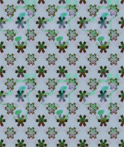 Raster illüstrasyonu. Mavi renkte karalamalı çiçek deseni çiz.