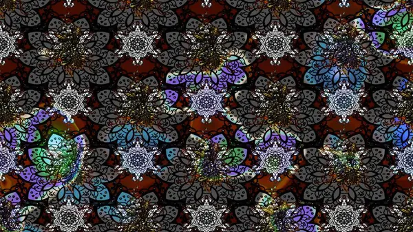 Desen, çizim, çiçek sınırı. Eski moda arka plan. Raster illüstrasyonu. Güzel, parlak, pürüzsüz kumaş, tuval. Kıvırcık, parlak örgü. Çiçeklerin çelengi.