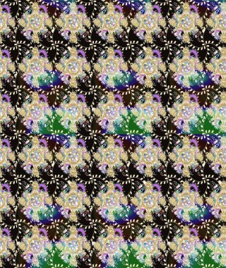 Tarafsız renklerde çok renkli, zarif küçük çiçekler ve komik böcekler, raster deseni, illüstrasyon.