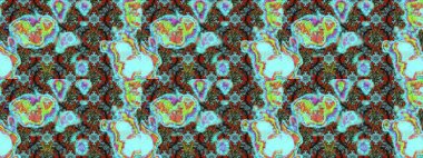 Raster Hip kumaş deseni. Eskiz Vintage Çiçek Deseni.