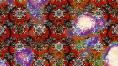 Tekstil, tebrik kartı, boyama kitabı, telefon kılıfı baskısı için kullanılabilir. Raster Henna dövme stili. Kızılderili desenli desenli desenli şal deseni. Etnik Mandala süsü.