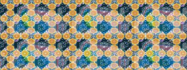 Mavi renkli çiçekler. Hediye ambalaj kağıdı, tebrik kartları, posterler ve pankart tasarımı. Raster düz çiçek çizim deseni.