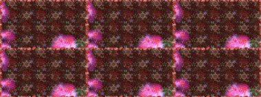 Raster illüstrasyonu. Çiçek. Kahverengi ve mor renklerde. Kusursuz dekoratif arka plan, çiçek mandala.