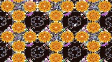 Raster suluboya çiçek deseni, narin çiçekler, gri çiçekler, tebrik kartı şablonu. Raster Güzel kumaş deseni.