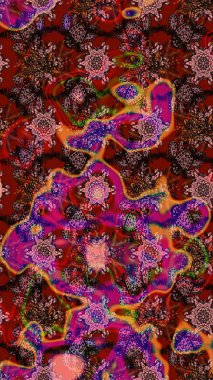 Düz Çiçek Elementleri Tasarım Raster illüstrasyonu. Çiçekli çiçek deseni, suluboya. Kahverengi, kırmızı ve pembe renkte çiçekler. Renkli Bahar Teması çizim şablonu.