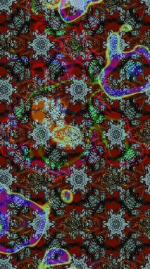 Raster Yumuşak kumaş deseni. Raster çiçek izi. Çiçeksel kahverengi, gri ve kırmızı çizim desenleri. Klasik taslak çizimi.