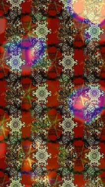 Modern çiçek arkaplanı. Halk tarzı. Parlak renkli çiçekleri ve kahverengi, kırmızı ve gri renkte yaprakları olan harika bir çiçek deseni. Moda baskıları için zarif bir şablon.