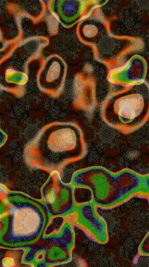 Çiçek buketleriyle klasik bir eskiz şekli. Raster illüstrasyonu. Kahverengi, gri ve yeşil renklerde.