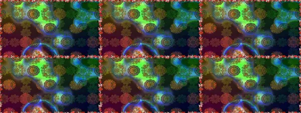 Raster. Düz Çiçek Elementleri Tasarımı. Renkli Bahar Teması Kusursuz Arkaplan.