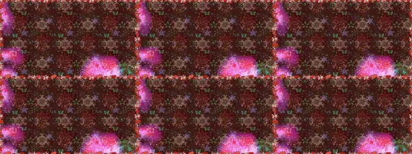 Raster illüstrasyonu. Çiçek. Kahverengi ve mor renklerde. Kusursuz dekoratif arka plan, çiçek mandala.