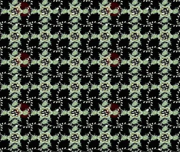 Çiçekler, dallar, bitkiler ve çiçekler. El çizimi. Güzel kumaş deseni. Raster illüstrasyonu.