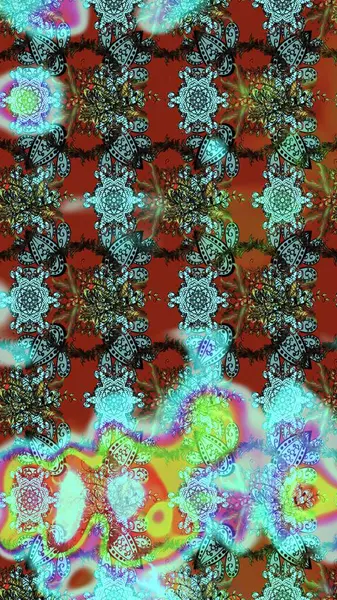 Mavi, kahverengi ve yeşil renkte çiçekler. Gömlek baskısı için çiçek boyası. Çiçek eskiz kalıbı geçmişi.