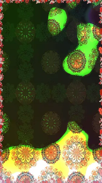 Klasik taslak çizimi. Raster çiçek izi. Çiçek grisi ve yeşil çizim deseni.