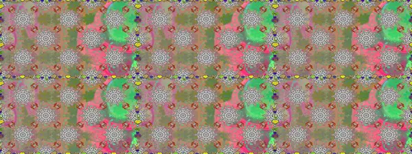 Renkli Yaz Temalı Kusursuz Arkaplan. Düz Çiçek Elementleri Tasarımı. Gri ve yeşil renkli çiçekler. Raster illüstrasyonunda trendsiz çiçek deseni.