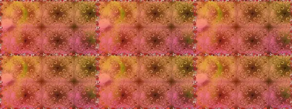 Çiçeksel turuncu ve kahverengi dikişsiz desen. Klasik taslak çizimi. Raster çiçek izi..