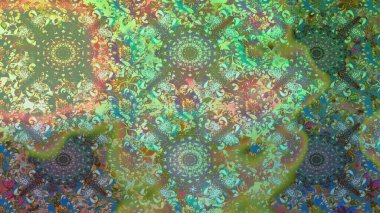 Düz Çiçek Elementleri Tasarım Raster illüstrasyonu. Yeşil ve nötr renklerde çiçekler. Renkli Bahar Temalı Kusursuz Arkaplan. Çiçeksiz desenli arka plan.