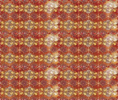 Kahverengi ve turuncu renkli yaz çiçekleri. Çiçekli karalama şeklinde Raster çiçek deseni. Raster illüstrasyonu.