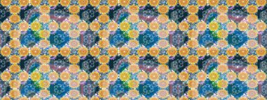 Mavi renkli çiçekler. Hediye ambalaj kağıdı, tebrik kartları, posterler ve pankart tasarımı. Raster düz çiçek çizim deseni.