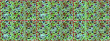 Renkli yeşil ve mavi pürüzsüz desen. Doodle tarzı. Tekstil ve kapak tasarımı için mükemmel. El çizimi dikişsiz sonbahar çiçekleri deseni. Yeşil ve mavi renkte çiçekler.