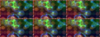 Raster. Düz Çiçek Elementleri Tasarımı. Renkli Bahar Teması Kusursuz Arkaplan.