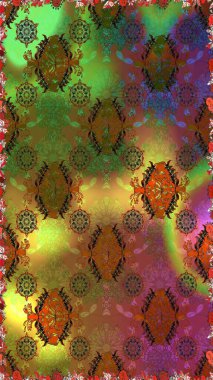 Karalama çiçekleri kusursuz desen. Raster deseni. Sanat esinlenir, yeşillendirir, çiçek açar ve arka plan bırakır. Kahverengi ve yeşil el çizimi desen.