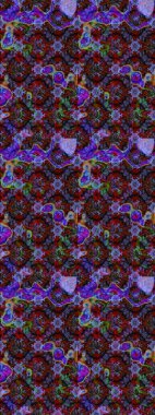 Ağaç dallı bahar çiçekleri deseni, mor, kahverengi ve kırmızı renkler, çiçek silueti. Raster deseni.