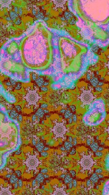 Renkli Bahar Teması eskiz kalıbı. Düz Çiçek Elementleri Tasarımı. Raster..