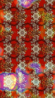 Çiçek desenli raster, kahverengi, kırmızı ve bej renkli grafik desenli soyut raster arkaplan. Modern stil dokusu.