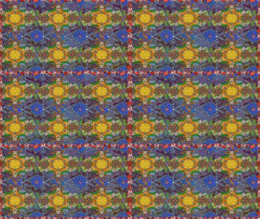 Raster illüstrasyonu. Kusursuz bir arka plan modeli. Kahverengi ve yeşil renkli yapraklı yabani çiçekler. Suluboya, elle çizilmiş.