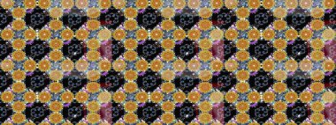 Raster illüstrasyonundaki çiçek desenli çizim. Raster illüstrasyonu. Güzel kumaş deseni. Siyah renklerde.