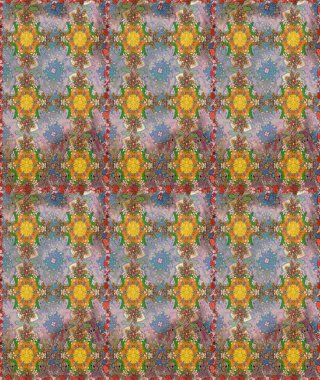 Tarafsız renklerde Asya tekstil tarzında. Raster illüstrasyonu. Çiçek desenini çiz.