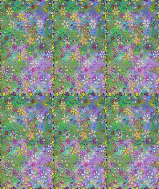 Yeşil ve nötr renklerde güzel bir tekstil. Çiçeklerle suluboya desenli çiçek deseni. Raster illüstrasyonu.