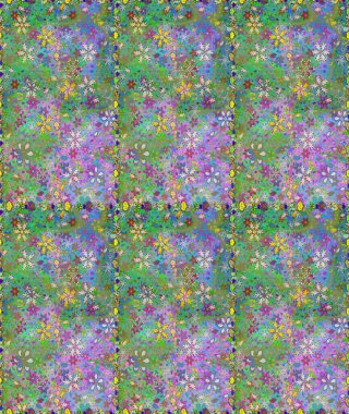 Yeşil ve nötr renklerde güzel bir tekstil. Çiçeklerle suluboya desenli çiçek deseni. Raster illüstrasyonu.