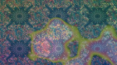 Sevimli çiçek raster deseni. Düz Çiçek Elementleri Tasarımı. Mavi ve yeşil renkli çiçekler. Renkli Bahar Teması Kusursuz Arkaplan.