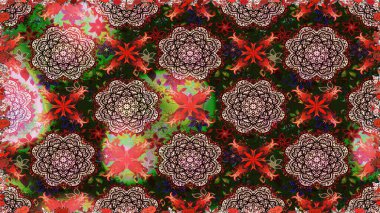 Flowers. Flowers of the valley on gray and brown colors. Abstract ethnic raster seamless pattern.