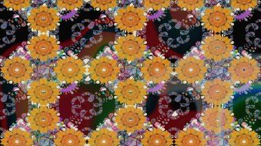 Küçük çiçekteki sevimli çiçek deseni. Güzel kumaş deseni. Güzel karalamalı çiçek desenli çizim. Raster illüstrasyonu.