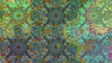 Renkli Bahar Temalı Kusursuz Arkaplan. Düz Çiçek Elementleri Tasarım Raster illüstrasyonu. Yeşil ve kahverengi renkli çiçekler. Çiçeksiz desenli arka plan.