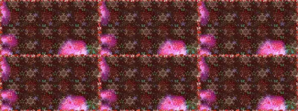 Raster illüstrasyonu. Çiçek. Kahverengi ve mor renklerde. Kusursuz dekoratif arka plan, çiçek mandala.