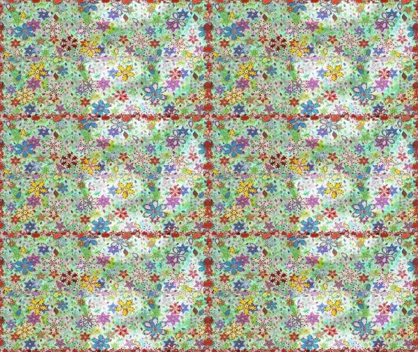 Tarafsız ve yeşil renklerde parlak çiçekli halı deseni.