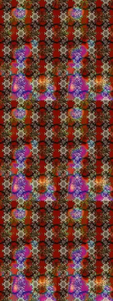 Güzel kumaş deseni. Kahverengi, kırmızı ve bej renklerde. Raster illüstrasyonundaki çiçek desenli çizim. Raster illüstrasyonu.