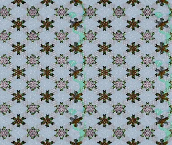 El çizimi, soyut ve süslü elementler. Mavi renkler. Yaz çiçekleri teması. Suluboya resim taklit Raster çizimi. Klasik çiçekler..