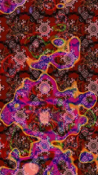 Düz Çiçek Elementleri Tasarım Raster illüstrasyonu. Çiçekli çiçek deseni, suluboya. Kahverengi, kırmızı ve pembe renkte çiçekler. Renkli Bahar Teması çizim şablonu.