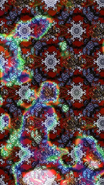 Raster illüstrasyonu. El çizimi çiçekli soyut çizim kalıbı. Kahverengi, kırmızı ve siyah renkte çiçekler.