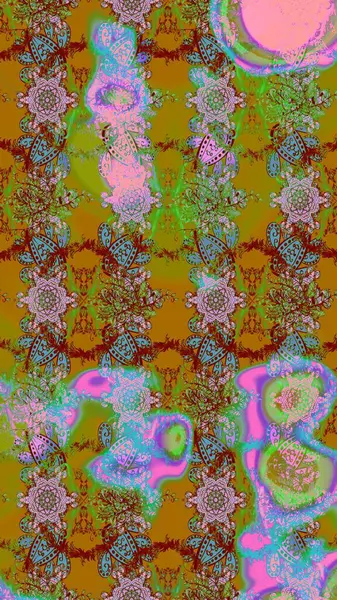 Güzel suluboya çiçekler, parlak boya ilham verici yeşil ve pembe çiçek desenli eskiz arka planı. Raster..